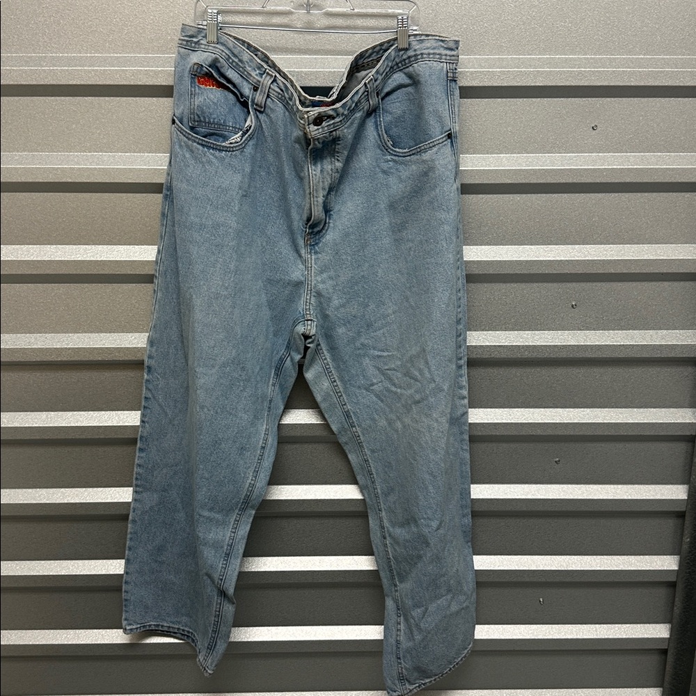 Embroidered Empyre Blue Baggy Jeans